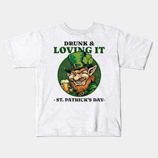 Drunk Leprechaun st paddys day Kids T-Shirt